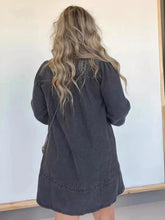 Full Size Button Front Long Sleeve Denim Dress Plus Size